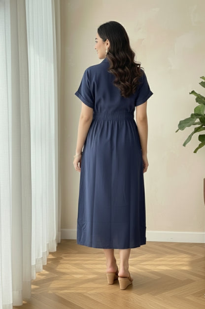 The Everyday Chic Midi Shirtdress – Deep Navy