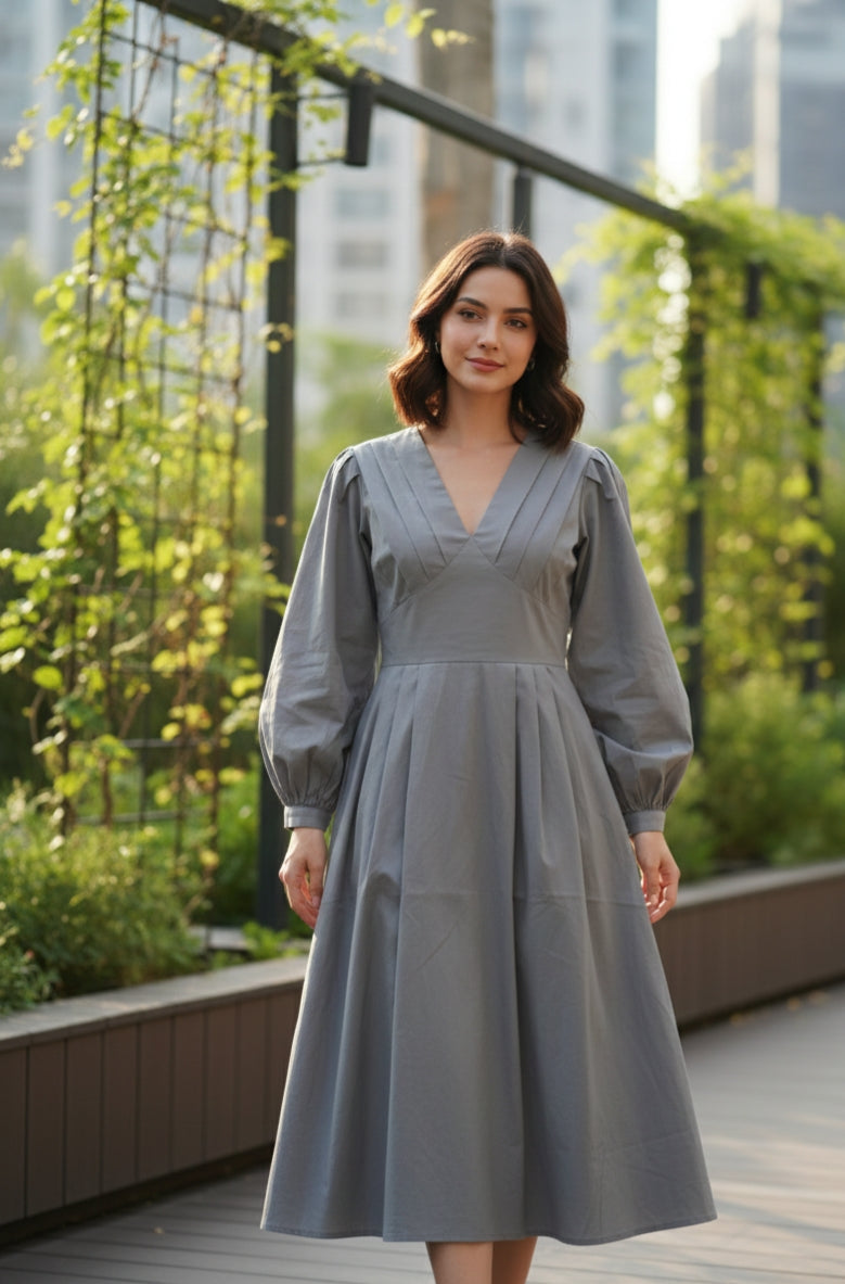 Elegance Midi Dress – Dove Gray