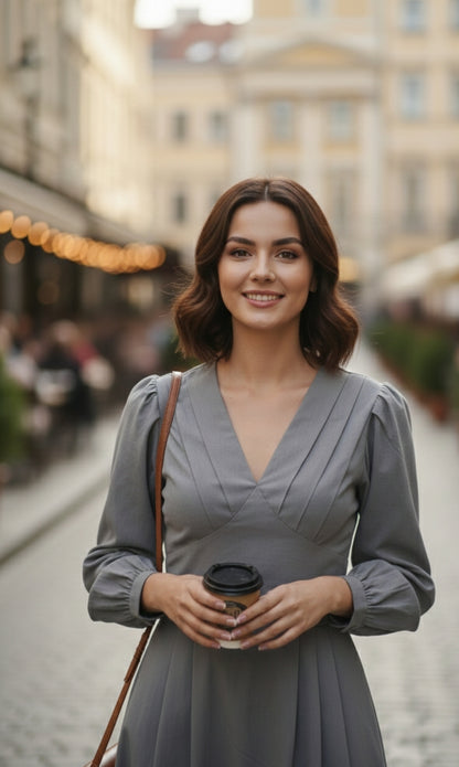 Elegance Midi Dress – Dove Gray